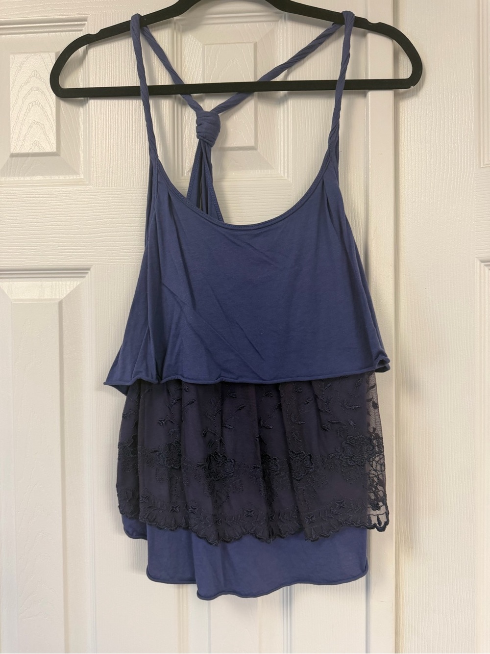 Free People Blue Layered Lace-Trim Cami